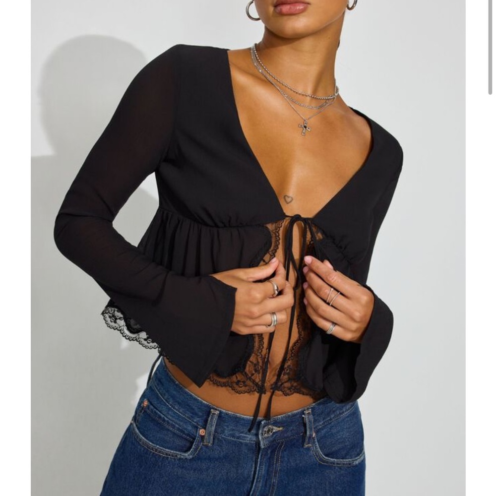 Elegant Black Lace Trim Top